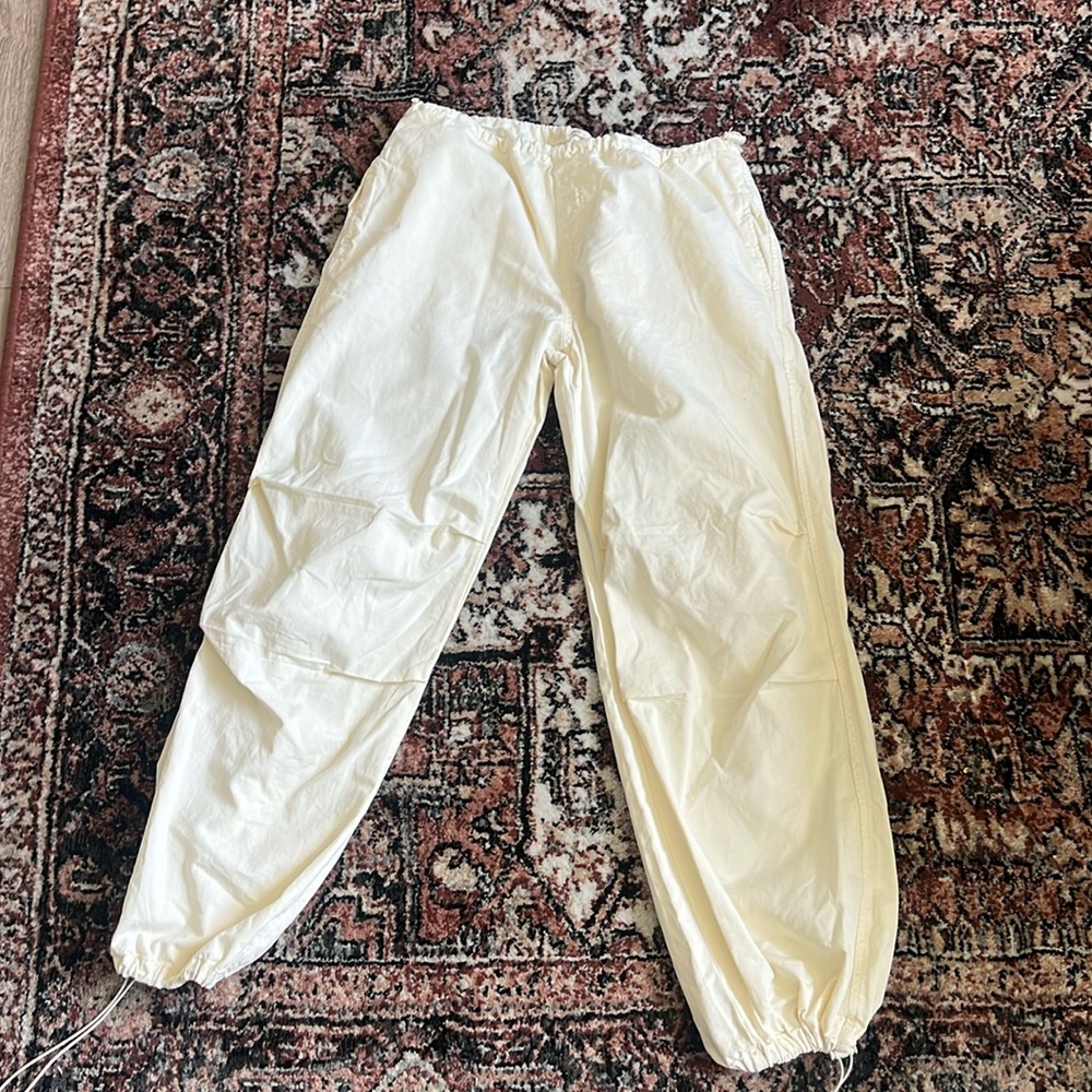 Stradivarius Cream Parachute Pants